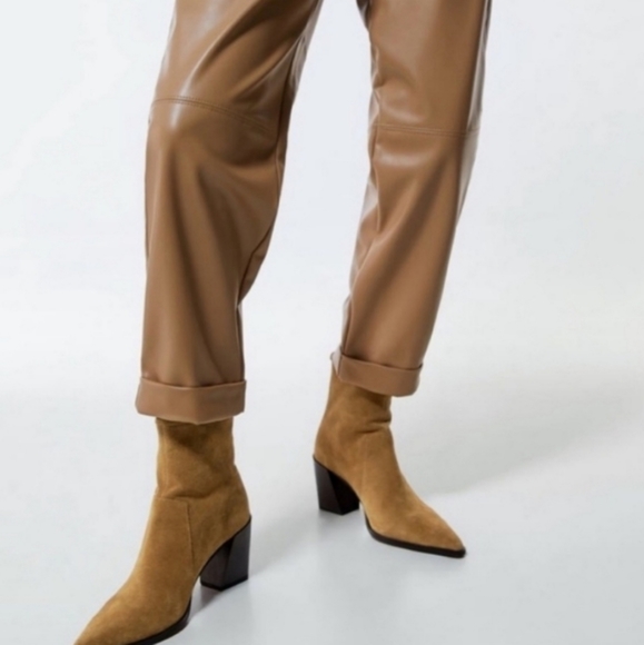 ZARA Leather Suede Ankle Heeled Boots NWT - Picture 11 of 13